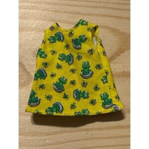 Vintage Barbie Kelly Yellow Frog Print Dress